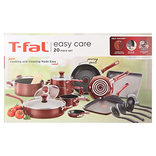 T-fal Everything in Kitchen Dishwasher Safe Cookware Set, 20-Piece, Black