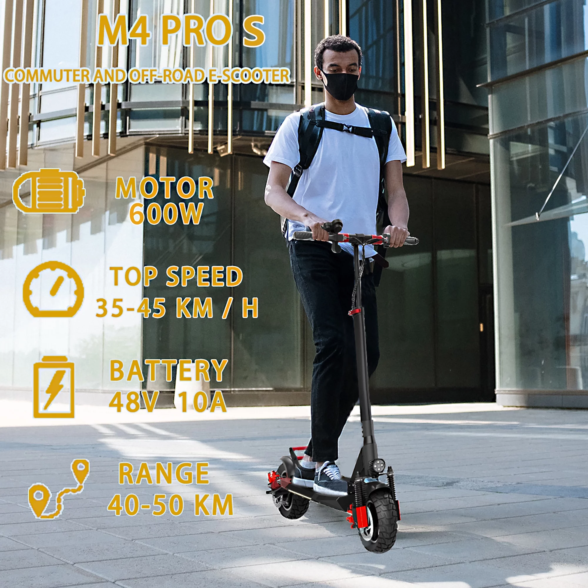 iENYRID M4 Foldable Electric Scooter Adult Electric Skateboard with Seat, 600W Commuter E-Scooter Bikes for Teens Adults w/ 10'' off road Tires