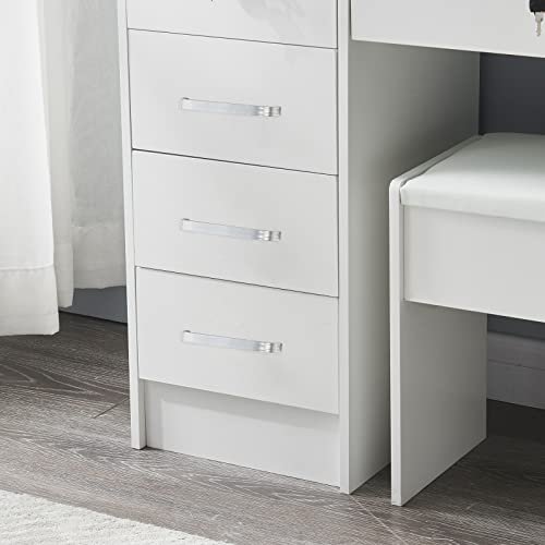 Makeup Vanity Set with Lights & Mirror, Large Vanity Table with Storage Drawers & Stool, Bedroom Dresser Desk Dressing Table for Girls Women (Modern)