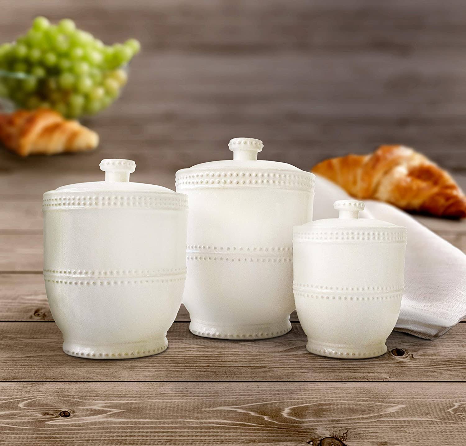 American Atelier Bianca Bead 3 Piece Canister Set