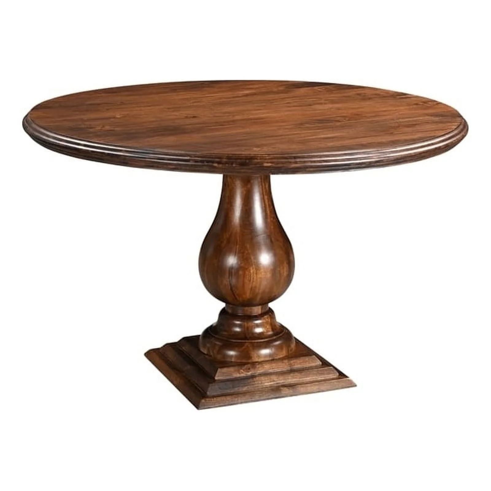 Taran Designs Lawrence 48" Round Solid Wood Pedestal Dining Table in Dark Brown