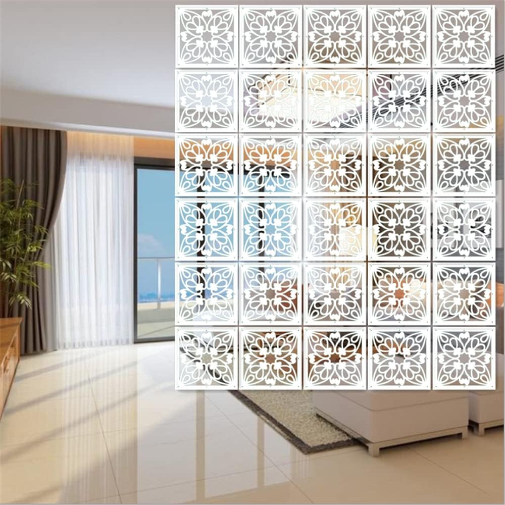 BMIDRUT 12Pcs/Set Hanging Room Divider White DIY Panel Screens Partition Wall Dividers Room Decorative with All Accessories 11.4x11.4 Inch (M3) Pack
