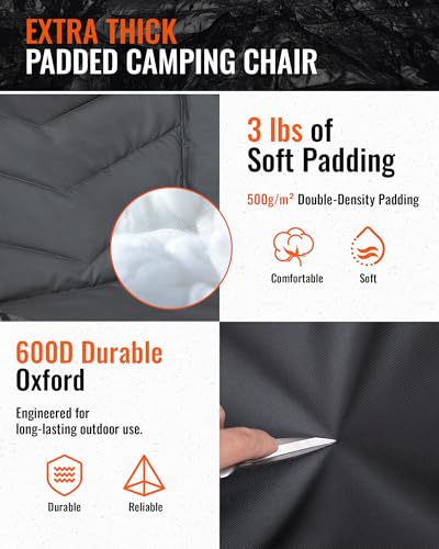 KingCamp Oversized XL Camping Chair, Heavy Duty 500lbs Folding Couch for Adults