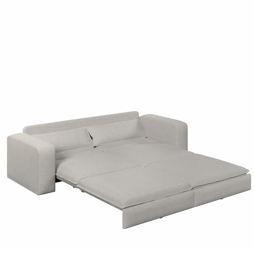 93" King Pull Out Sofa Bed, 3 in 1 Convertible Sleeper Sofa Couch, Comfy 3 Seater Sleeper Bed with 2 Pillows