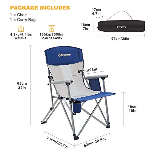 KingCamp Oversized XL Camping Chair, Heavy Duty 500lbs Folding Couch for Adults