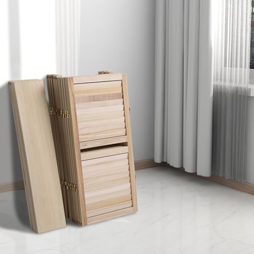 Bonnlo 6 Panels Wood Room Divider with Shelves, 6 FT Height Folding Privacy Screens, Indoor Freestanding Room Partition Wall Divider