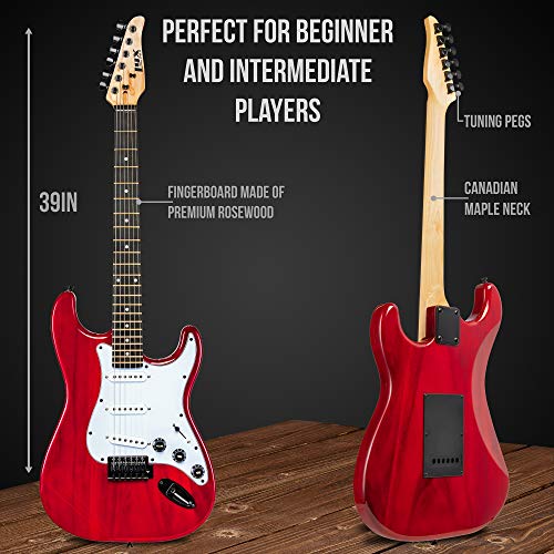 LyxPro Electric Guitar 39" inch Complete Beginner Starter kit Full Size with 20w Amp, Package Includes All Accessories, Digital Tuner, Strings, Picks