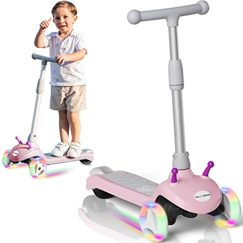 Electric Scooter for Kids Ages 3-8, Kids Electric Scooter, 3 Wheel Toddler Scooters with Flash Wheels and Widen Anti-Slip Deck, 3 Adjustable Height