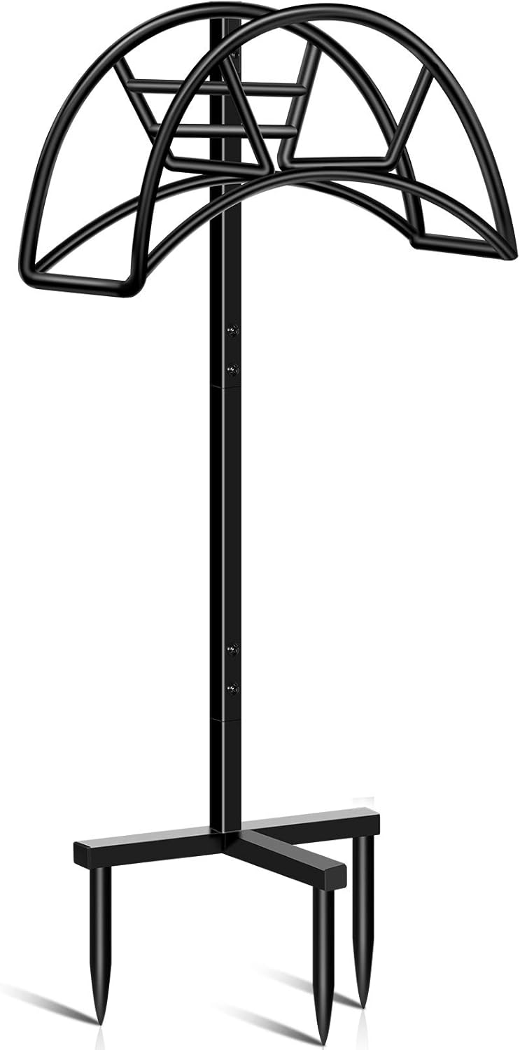 TomCare Garden Hose Holder Detachable Metal Water Hose Holder Hose Hanger Heavy Duty Hose Holder Free Standing Garden Hose Storage Hose Stand for