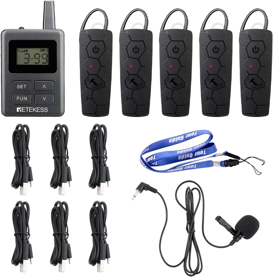 Retekess TT108 Professional Tour Guide System Wireless, 656ft Long Range Audio Transmission, Ear-Hook Church Translation System for School, Training
