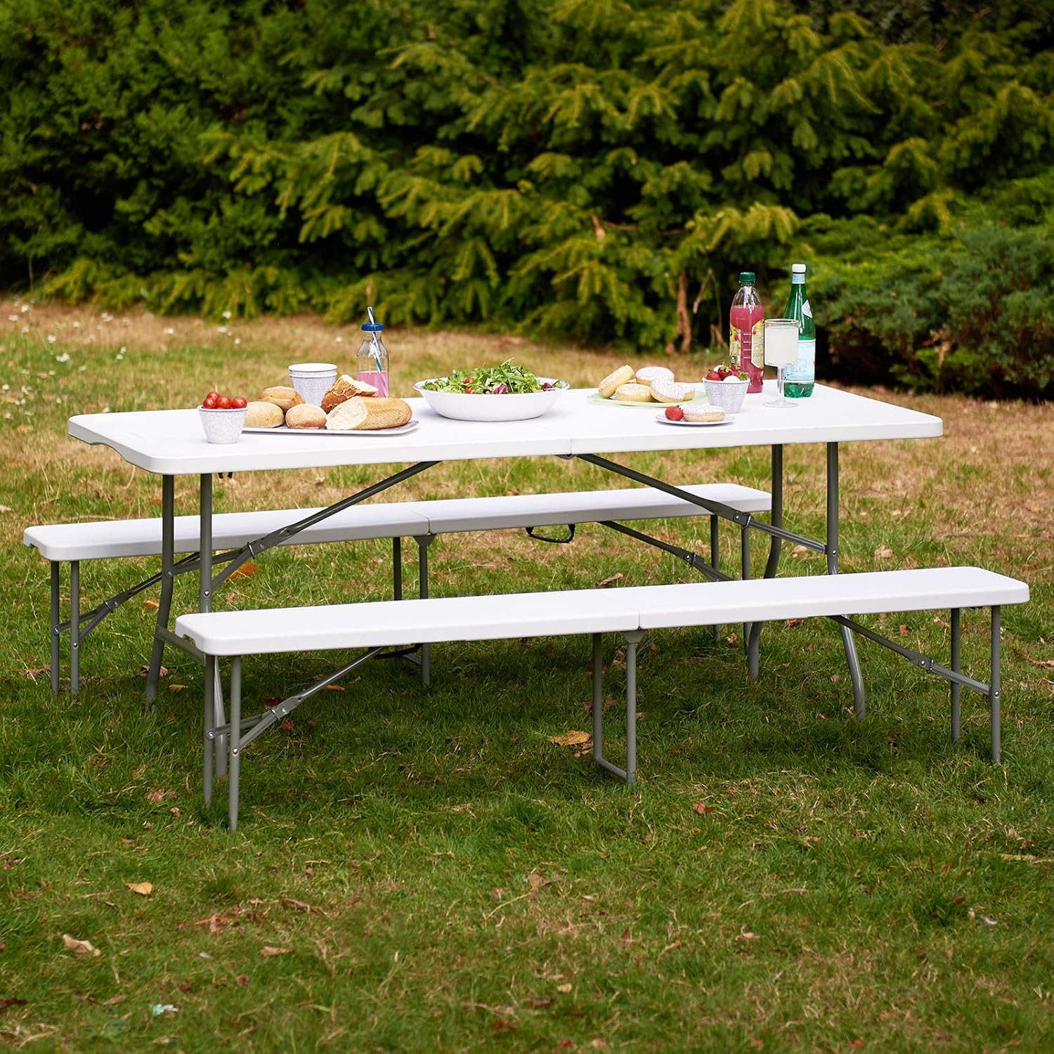 Go-Trio 4ft Low Portable Picnic Table, Boho Picnic Table with Carry Bag, Wooden Picnic Table Foldable