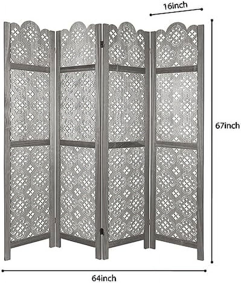 JDZHAPPYLIFE 6 Panel Room Divider  Folding Room Divider Freestanding Privacy Screen Divider  Carved Wood Room Divider for Bedroom Home Office
