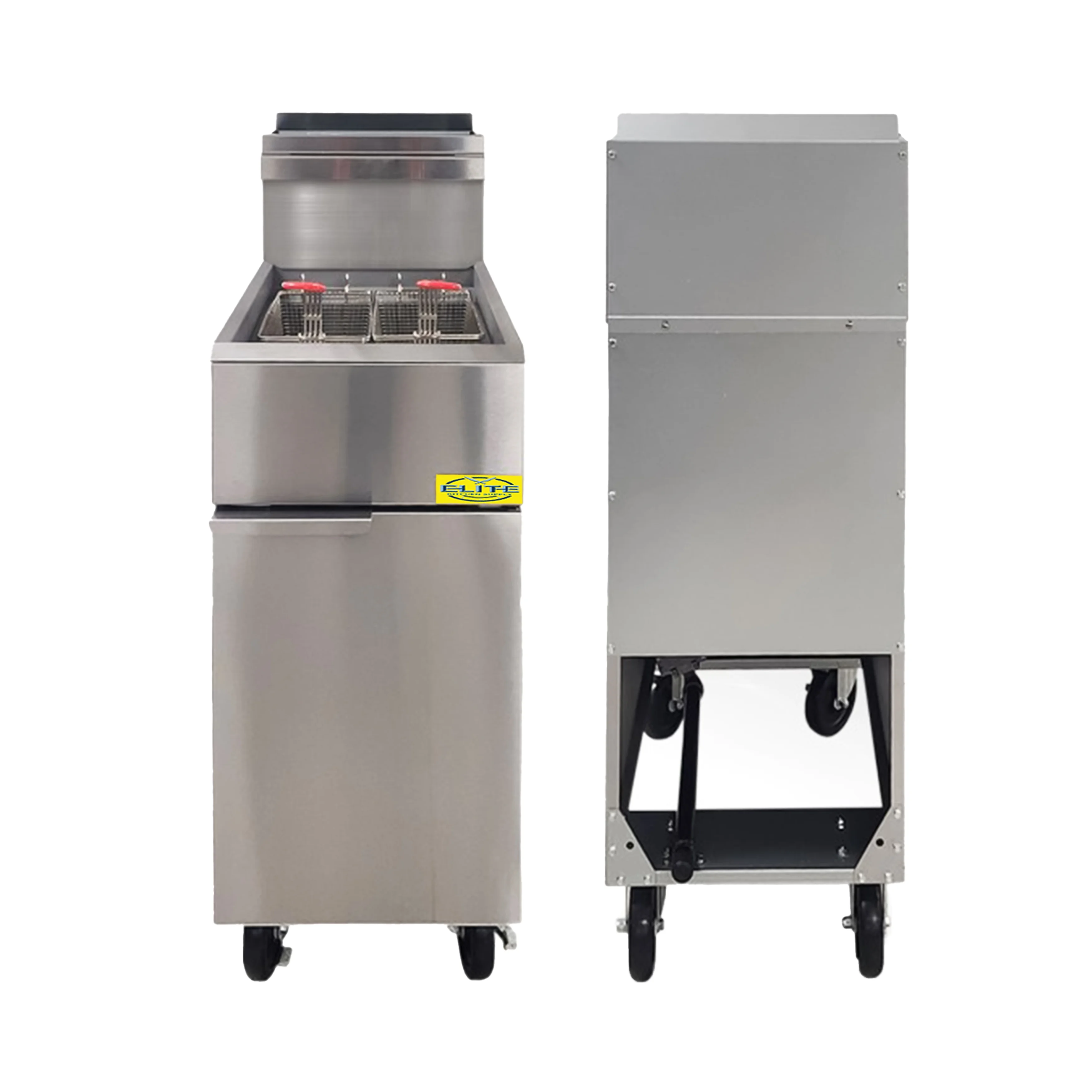 40 lbs Commercial Natural Gas Deep Fryer 90,000 BTU Dual Tanks 15.6''x30''x45.5''