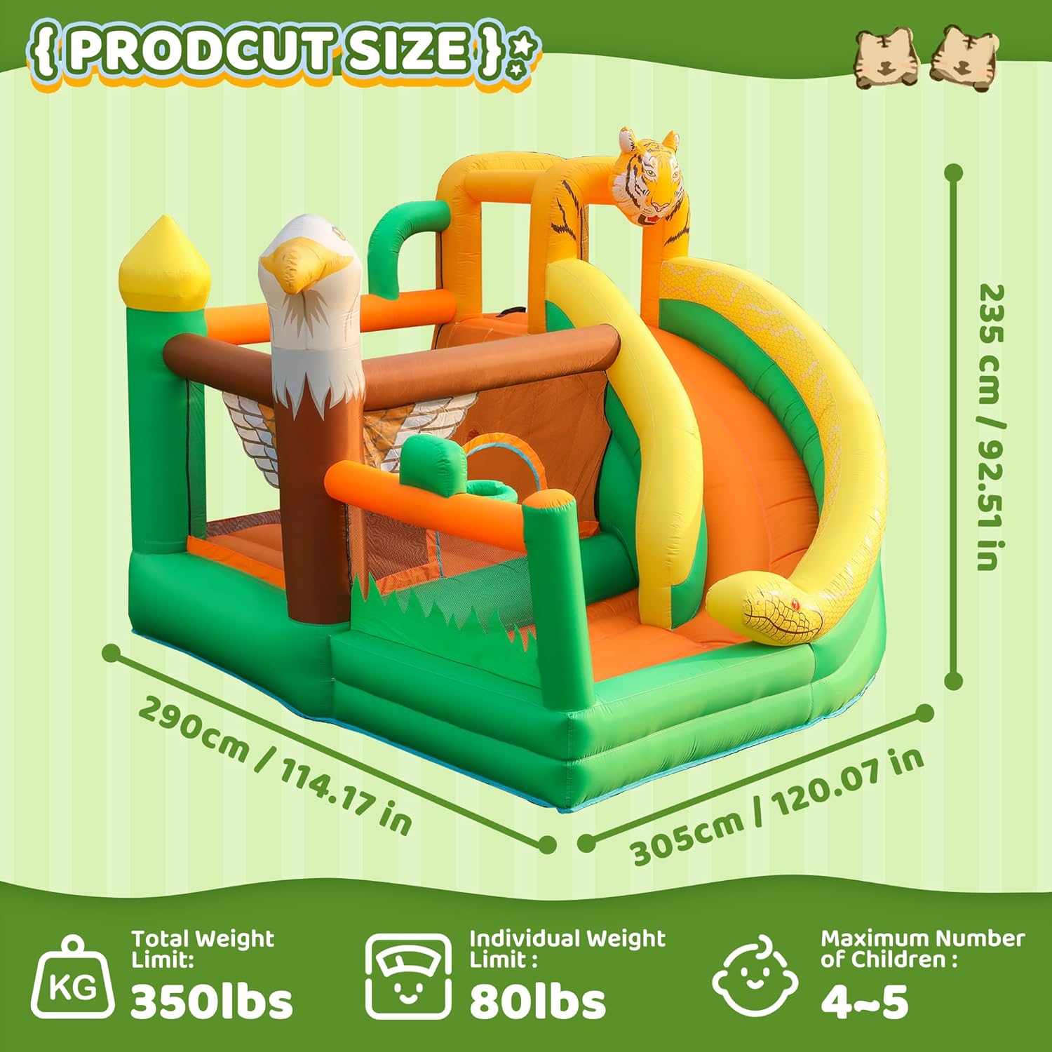 Bounce House with Slide for Kids, Inflatable Bouncy Castle with Blower, Basketball Hoop and Toss Game for Parties
