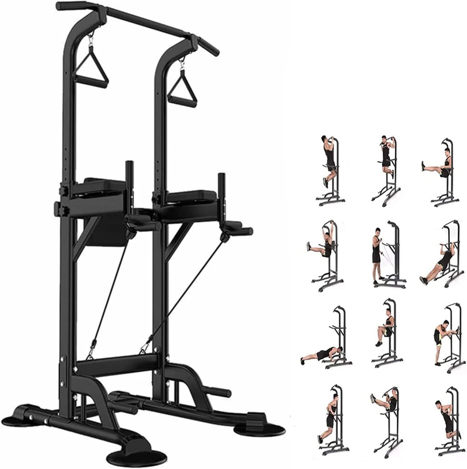 Power Tower Pull Up Bar Stand for Home Adjustable Height Dip Station Workout Equipment Multi-Function Strength Training Exercise Equipment 330LBS for