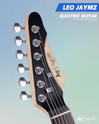 Leo Jaymz 39" Full Size ST Style Electric Guitar Starter Kit with SSH Pickup, 5W Portable Amp, Tuner, Gig Bag, Strap & Accessories (Violet Ocean)