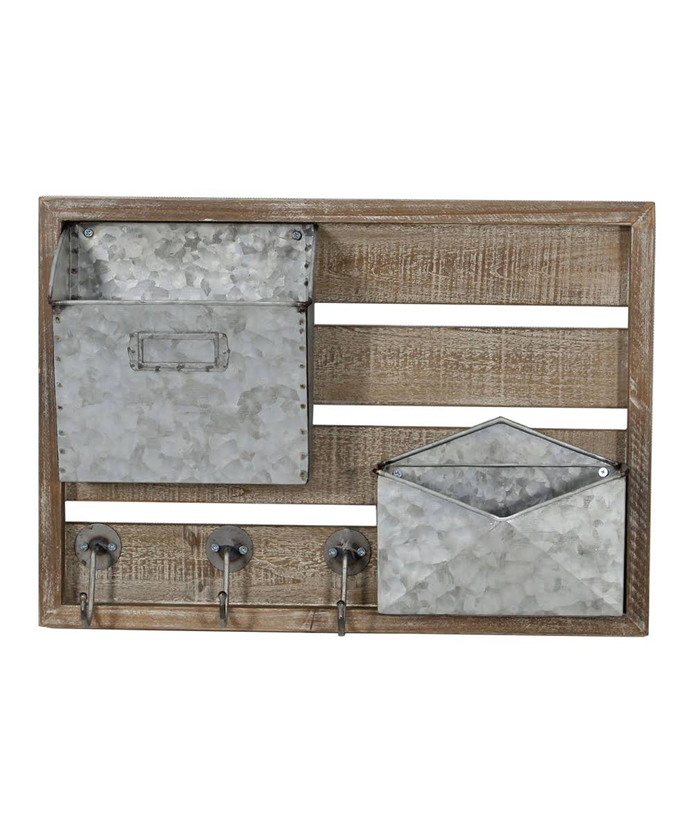 Sagebrook Home Wood and Metal Wall Mail Organizer