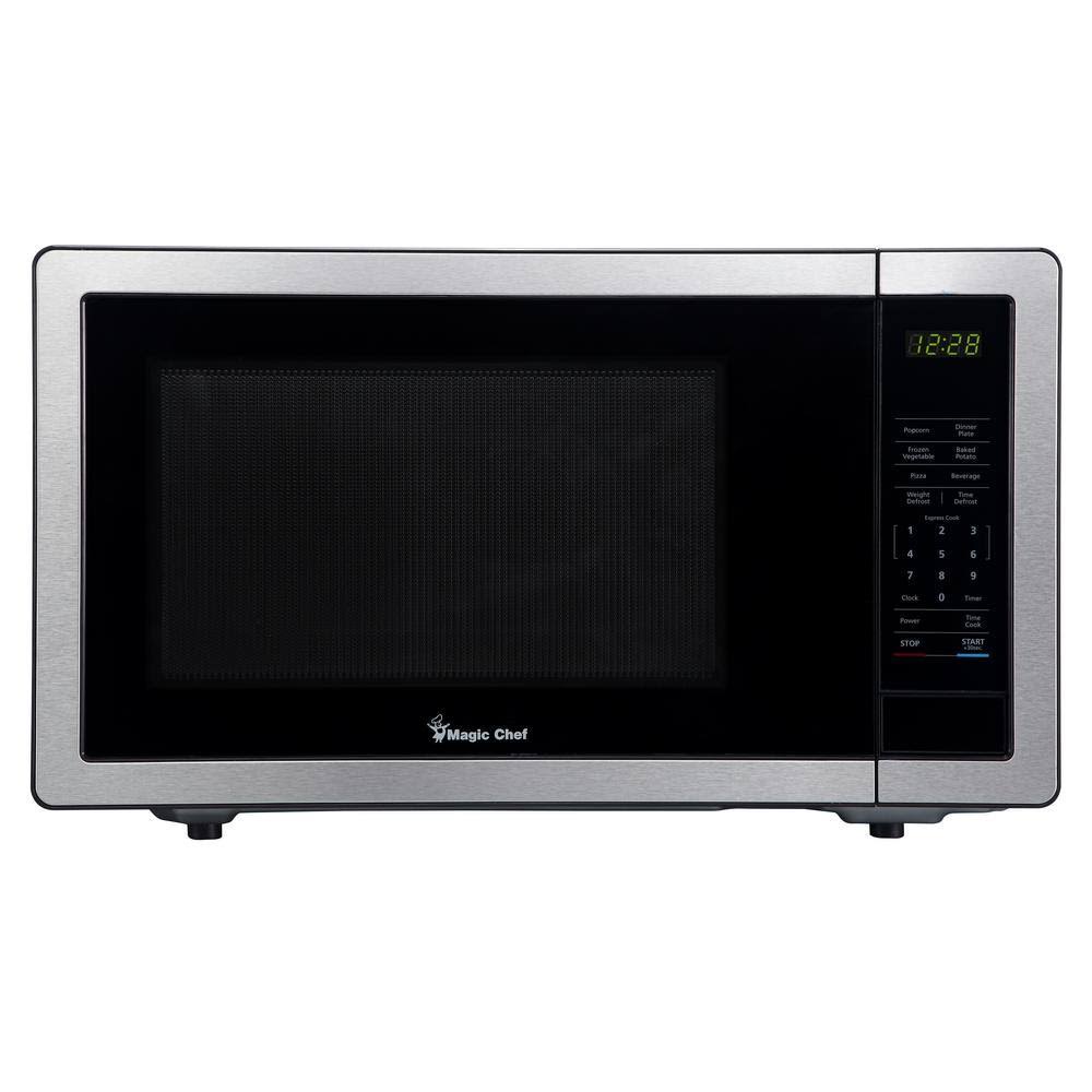 Magic Chef 1.1 Cu. ft. Countertop Microwave in Stainless Steel with Gray Cavity