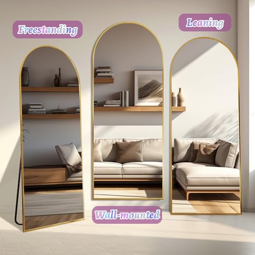 Full Length Mirror, 76"x34" Arched Floor Mirror Freestanding, Floor Standing Full Body Mirror with Stand for Bedroom