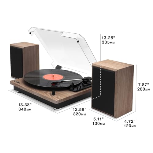 Victrola The Quincy 6-in-1 Bluetooth Record Player & Multimedia Center with Built-in Speakers &ndash; 3-Speed Turntable, CD & Cassette Player