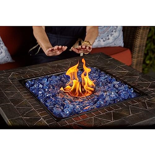 Endless Summer 30-Inch Square 30,000 BTU Propane Outdoor Fire Pit Table with Resin Mantel, Steel Base, Blue Fire Glass