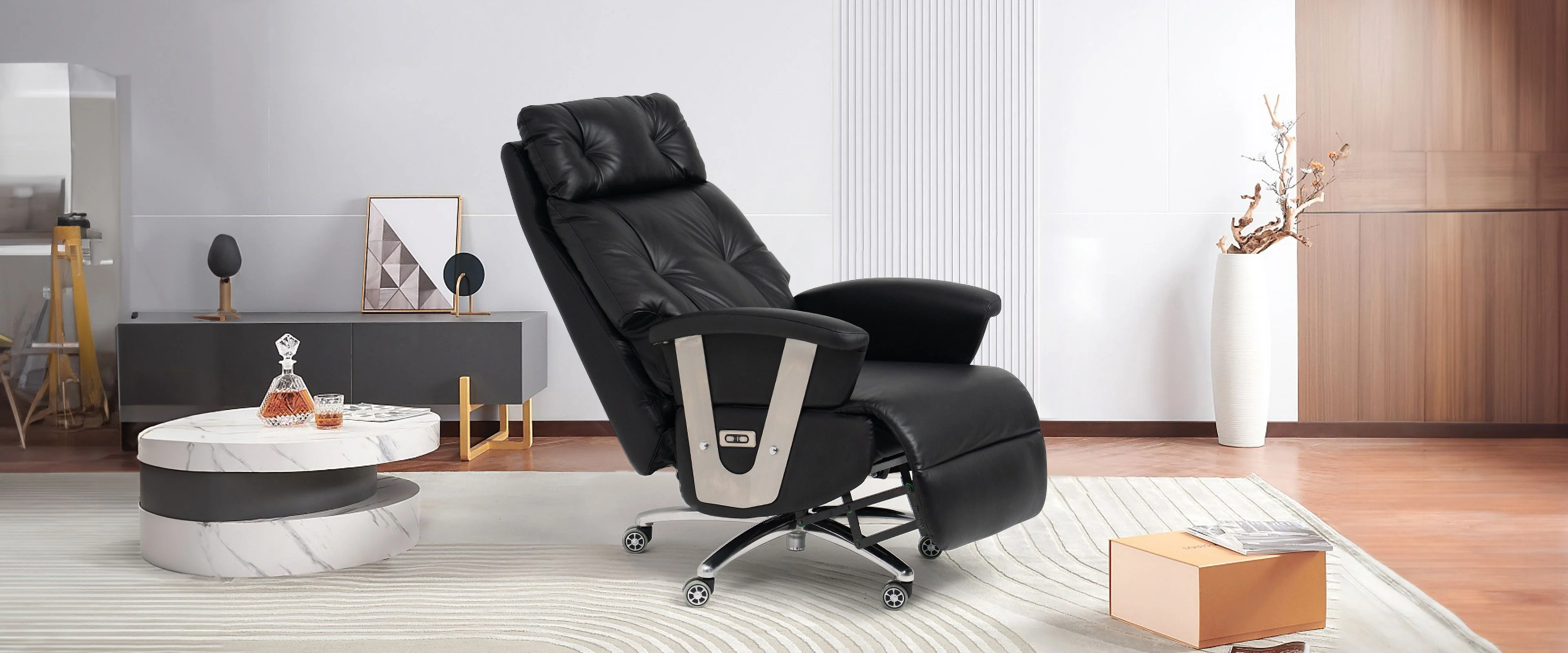 Kinnls Freya Reclining Office Chair Managerial Chairs & Executive Chairs (Black)