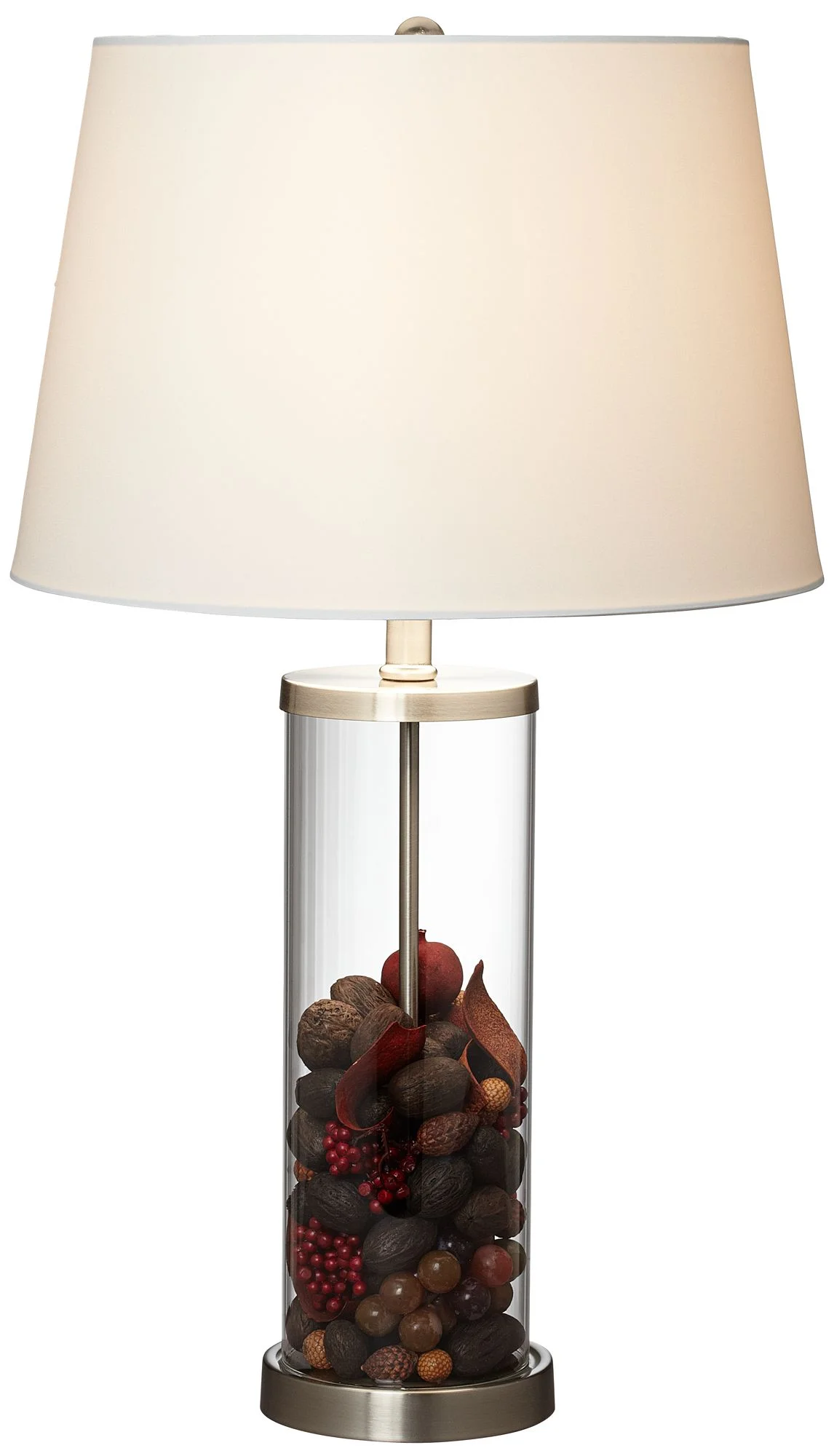 360 Lighting Coastal Table Lamps 26" High Set of 2 Clear Glass Fillable Steel White Tapered Shade for Living Room Family Bedroom Bedside