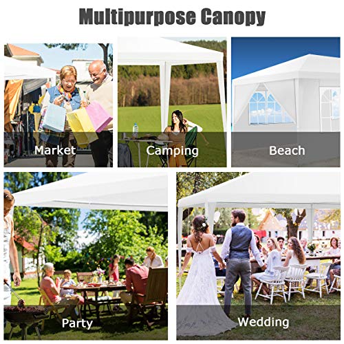 ORALNER 10'x20' Outdoor Canopy Tent, White Wedding Party Tent with 6 Removable Sidewalls & Carrying Bag, Heavy Duty Camping Gazebo Pavilion for Patio