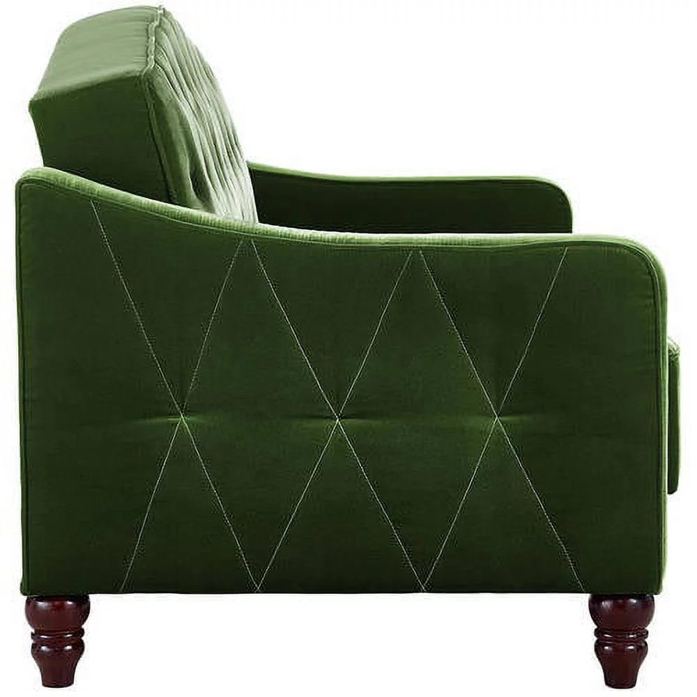 Novogratz Vintage Tufted Sofa Sleeper II, Green Velvet