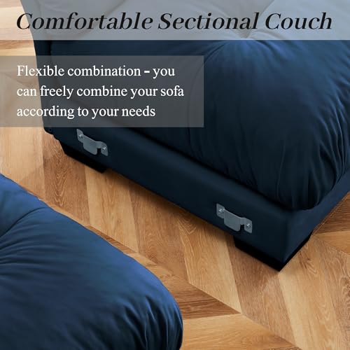 130" Modular Sectional Sofa,Velvet Upholstered Couches for Living Room,3 Seater Green Sofa Couch with Movable Ottoman