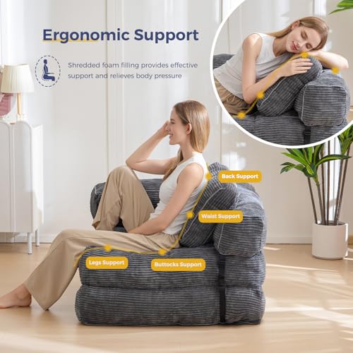 MAXYOYO Folding Sofa Bed, L-Shaped Convertible Sofa Bed with Armrest Foldable Sleeper Couch with Pillow