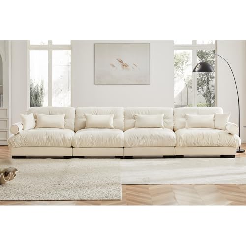130" Modular Sectional Sofa,Velvet Upholstered Couches for Living Room,3 Seater Green Sofa Couch with Movable Ottoman