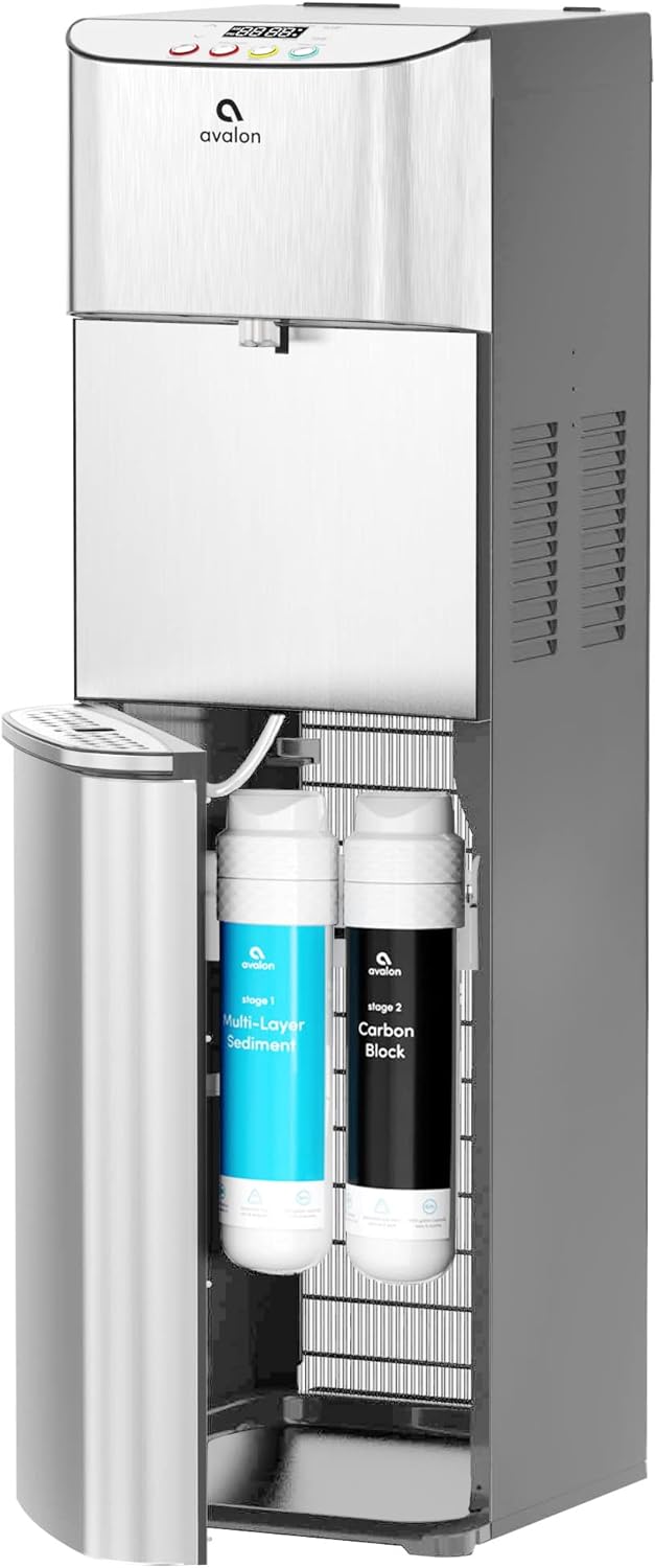 Avalon Electric Bottleless Water Cooler Water Dispenser - 3 Temperatures, Digital Clock with Temperature Control, Self Cleaning, Stainless Steel