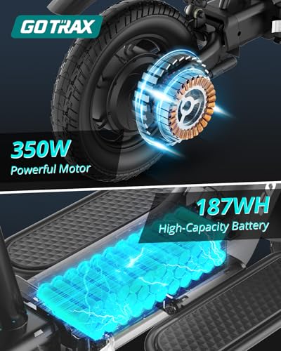 Gotrax A5 Electric Scooter w/Seat for 13+, 12" Pneumatic Tire, Max 15.5 Miles &15.5 Mph Power by 400W Motor, Dual Rear Shock Absorber &Dual Brake