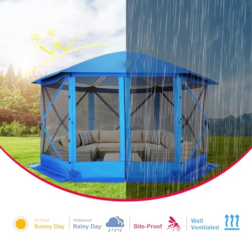 COBIZI 12x12ft Pop up Gazebo Screen Tent Screen House for Camping, Camping Outdoor Screened Gazebo, Canopy Tent