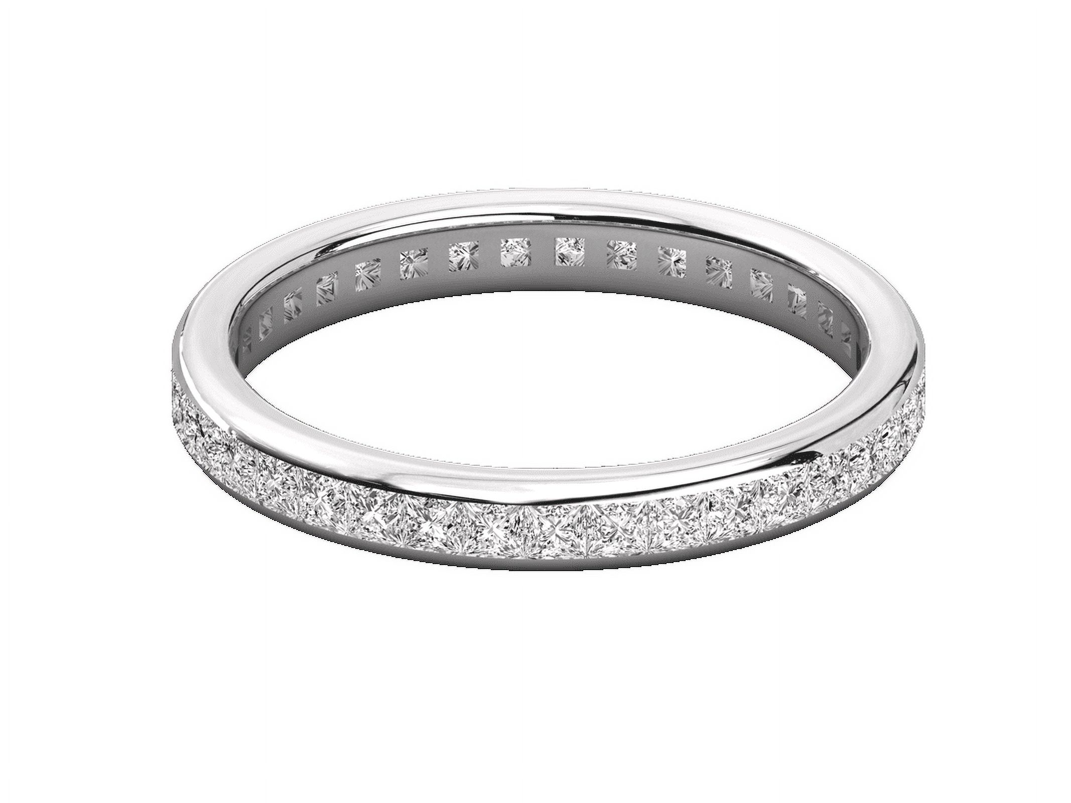SOLITAIRE JEWELS 1.70MM Princess Cut Colorless Moissanite Eternity Wedding Band, Bezel Set Full Eternity Moissanite 925 Silver Band