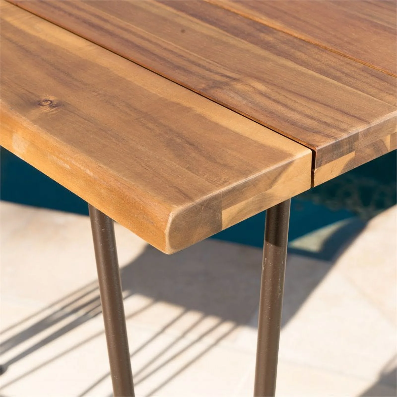 Noble House Denali Outdoor Teaked Acacia Wood Bar Set with Metal Iron Frame
