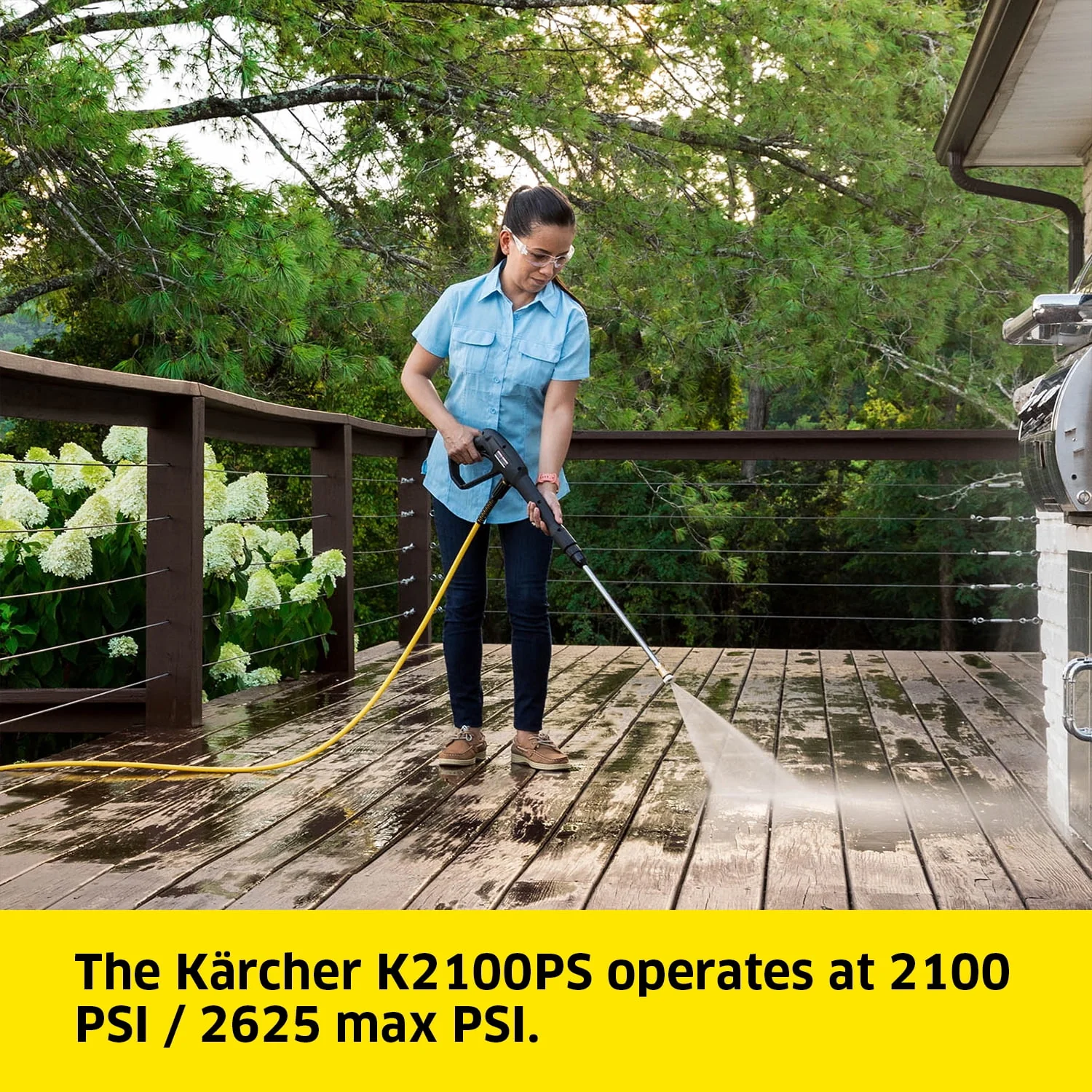 Karcher K1900PS 2375 Max PSI Electric Pressure Washer with 3 Nozzles and Hose, 1.2 GPM, Power Washer
