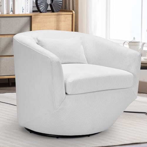 CANMOV 360° Swivel Accent Chair Set of 2, Upholstered Swivel Barrel Chair with Pillow, Modern Single Sofa Arm Chair for Living Room, Bedroom, Club
