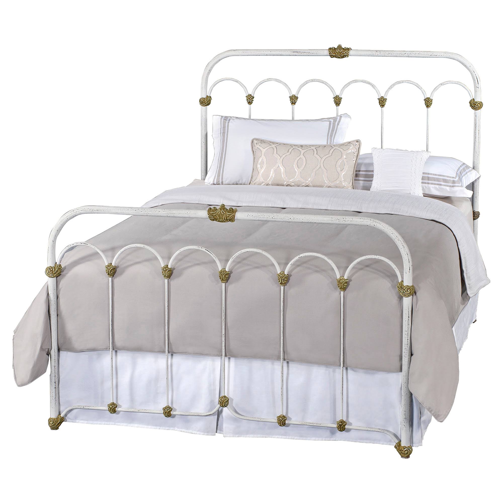 Kathy Kuo Home Grasse French Country Vintage White Iron Bed - Twin | White/Ivory | Metal/Iron