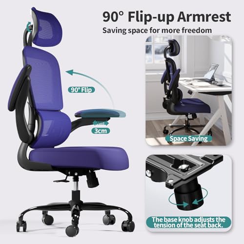 TRALT Office Chair Ergonomic Desk Chair, 330 LBS Home Mesh Office Desk Chairs with Wheels, Comfortable Gaming Chair