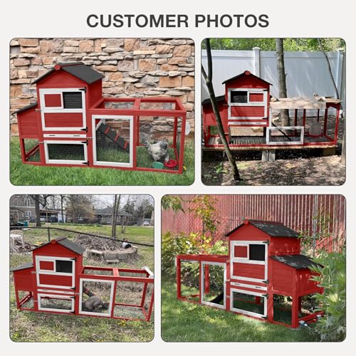 Chicken Coop for Outdoor - Poultry Cage with Wheels, Nesting Box, Leakproof Pull-on Tray, and Asphalt Waterproof Roof - Grey