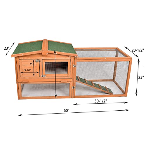 GOJOOASIS 80" Chicken Coop for 2-4 Chickens Outdoor Wooden Hen House Poultry Pet Hutch for Backyard w/Run Cage & Nesting Box(A)