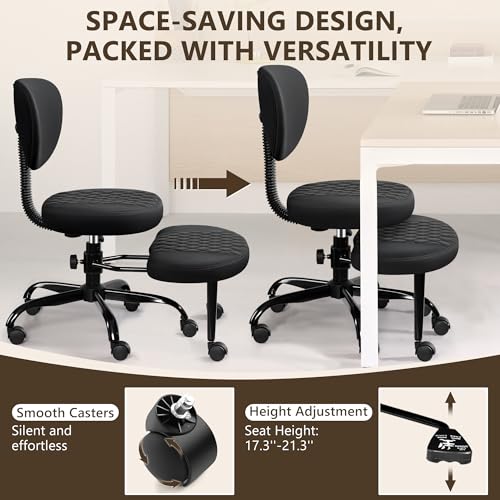 Ergonomic Cross Legged Office Chair with Wheels - Adjustable Height for Meditation, ADHD Desk & Yoga - Wide Criss Cross Design with Lumbar Support