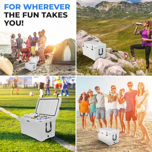 SereneLife Ultra-Tough 45 Quart Rotomolded Cooler Box with Wheels, Holds Upto 56 Cans, Keeps Ice Up to 5 Days