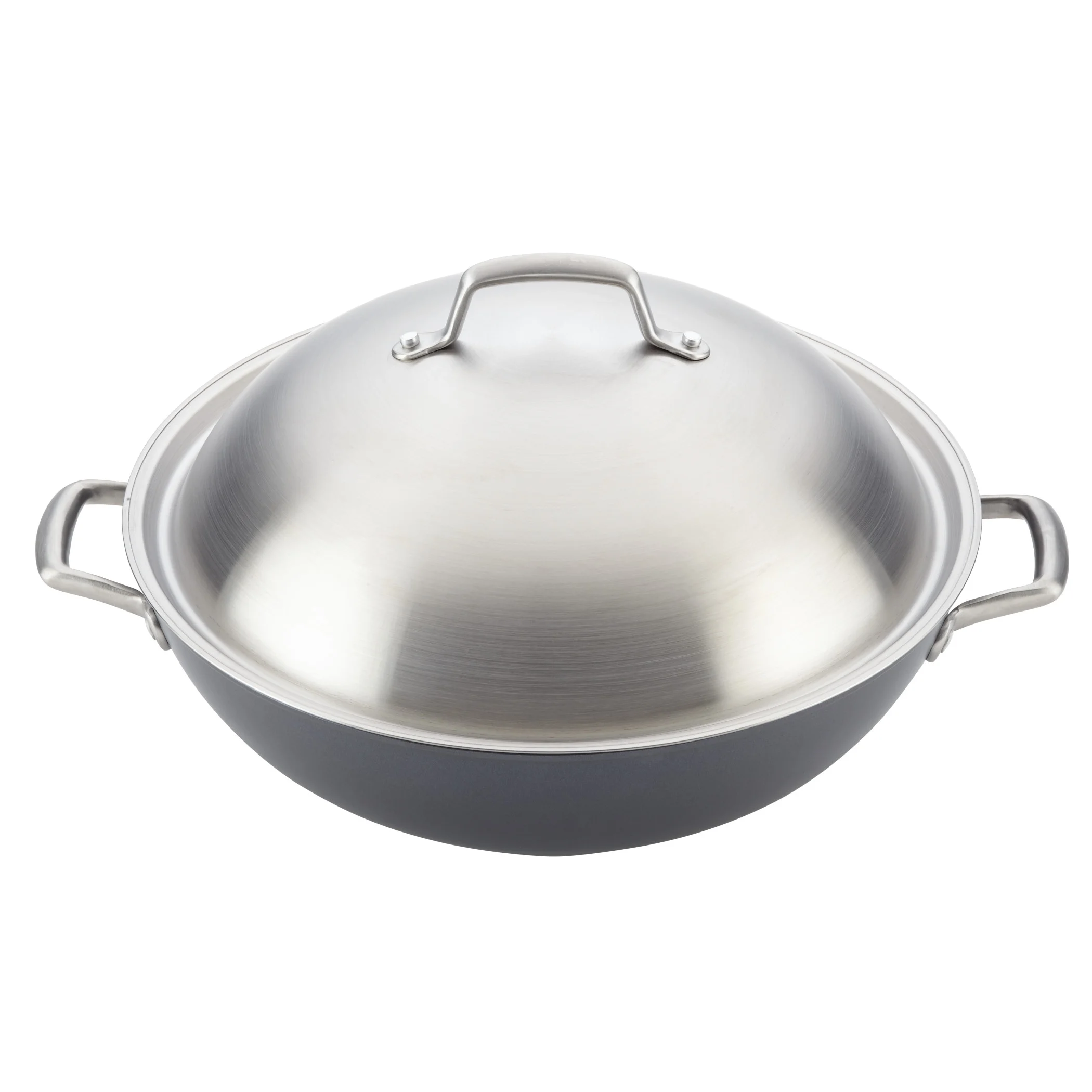 Anolon Accolade Forged Hard-Anodized Nonstick Wok with Lid, 13.5-Inch, Moonstone
