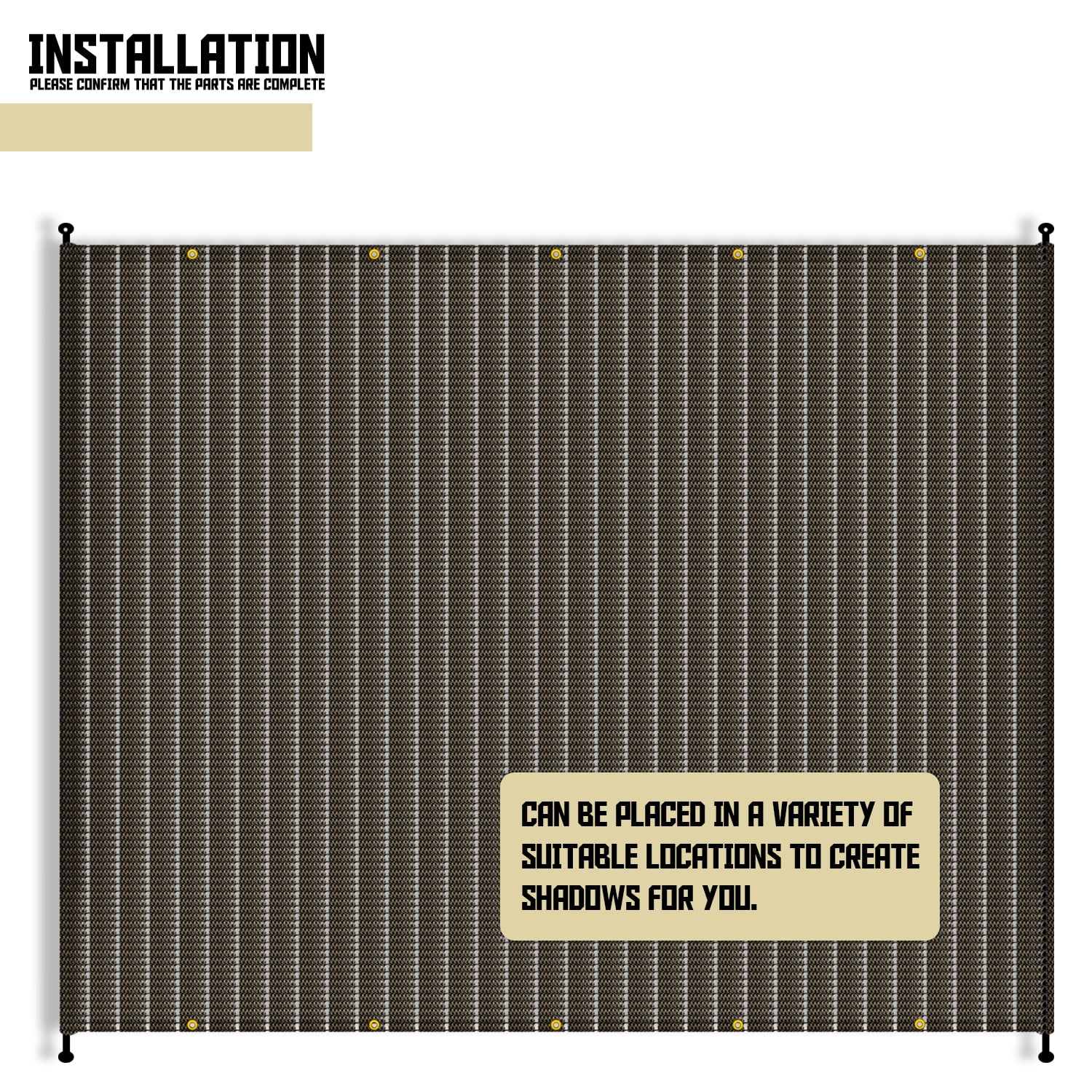 4'x19' Pergola Replacement Cover Canopy Sun Shade Screen Panel with Gromets Weighted Rods for Patio Deck Backyard Hollow out Brown