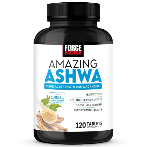 FORCE FACTOR Amazing Ashwa for Stress Relief, Memory, Focus, and Immune Support Health, Ashwagandha Supplement with KSM-66 Ashwagandha for Stress