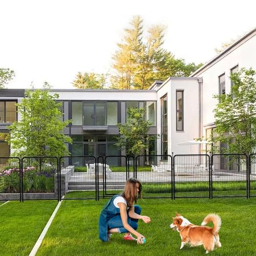 Tall Garden Fence, 32 in(H) 8 Panels Dog Fence Outdoor for Yard. Wide Door Low Threshold Total 17.7 Ft(L)