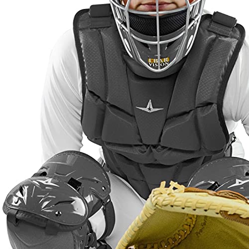 All-Star Catcher’s Gear Kit – Includes Helmet, Chest Protector & Leg Guards – Lightweight, Durable Baseball Protective Set, Meets NOCSAE